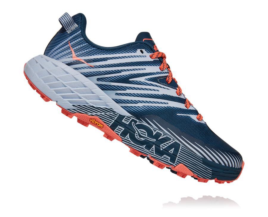 Tenis Hoka One One Trail Mujer Azul Marino/Blancos - Speedgoat 4 - OSJM06953